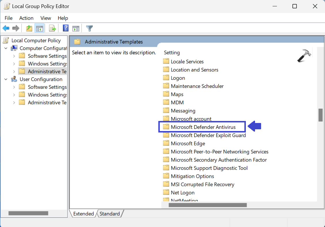 Disable Antimalware Service Executable using Local Group Policy Editor 1
