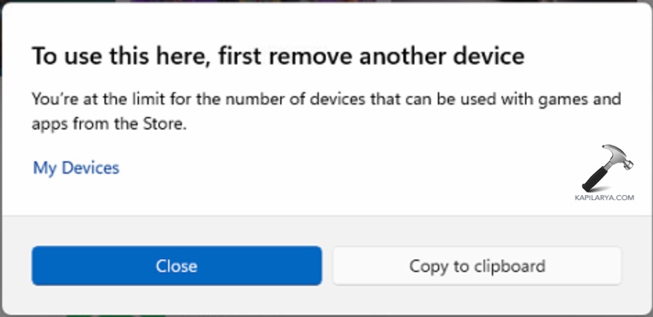 You're at the limit for the number of devices for Windows 11