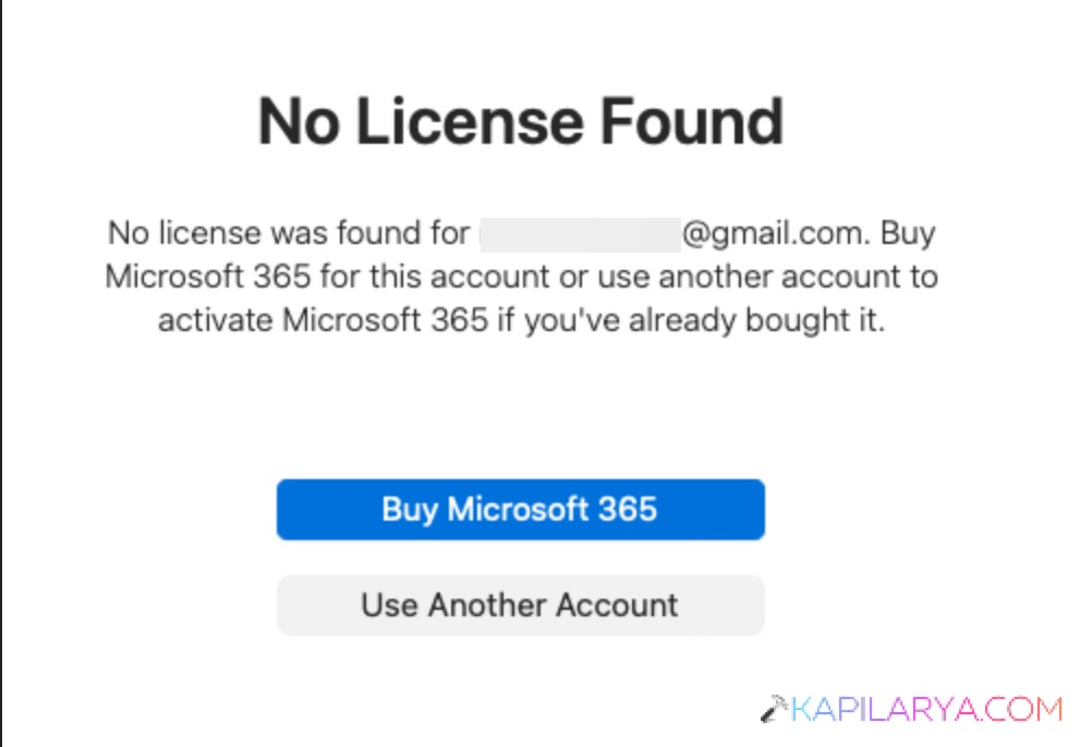 Microsoft Office No License Found error
