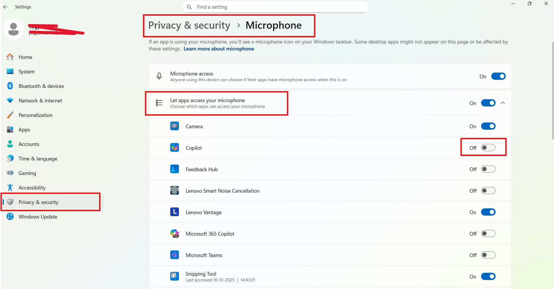 Microphone Copilot on Windows 11