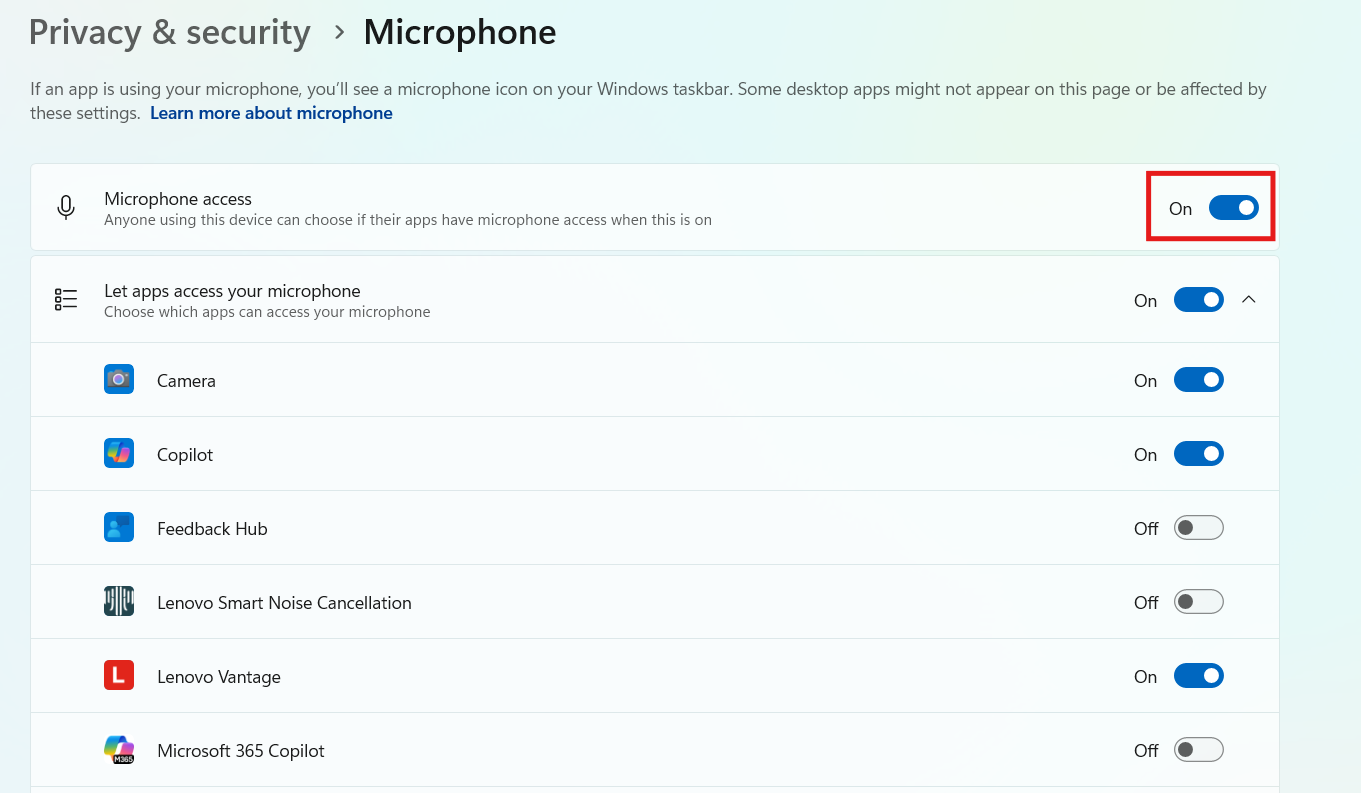 Microphone access: microphone not detected in Windows 11