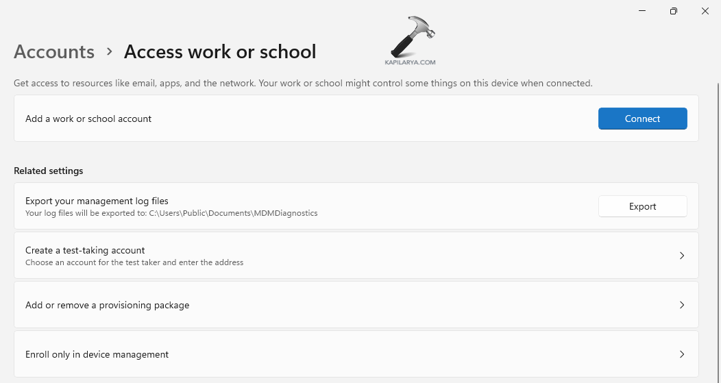 Connecting access work or school