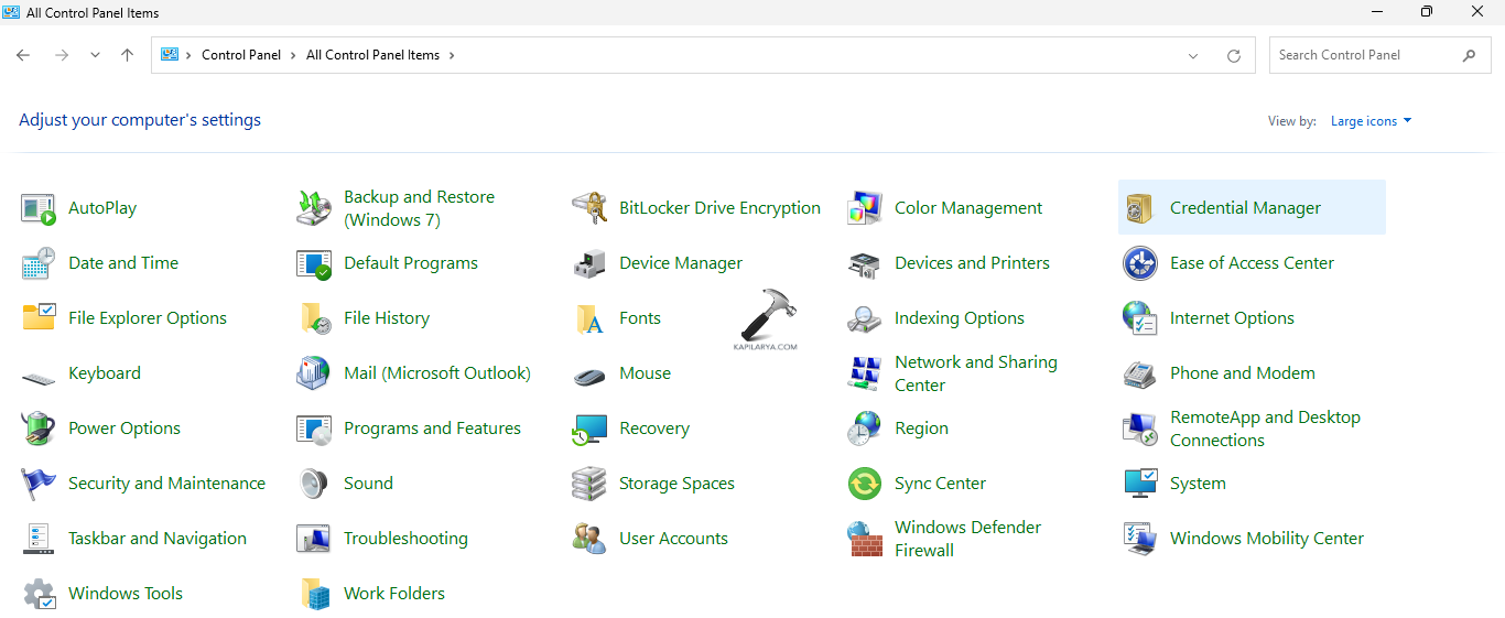 Opening credential manager