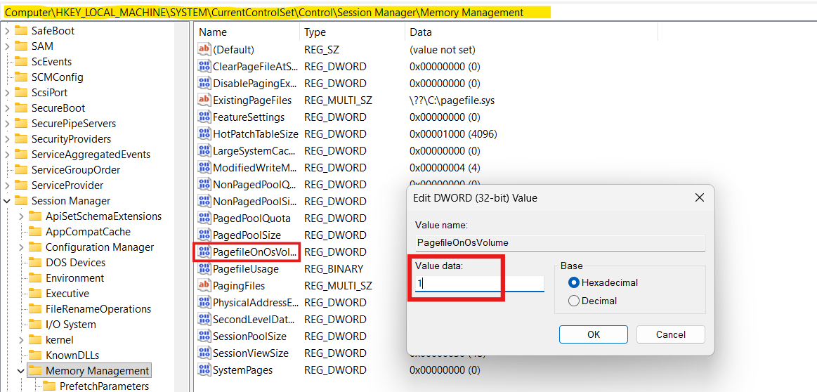 Modify the Registry Value