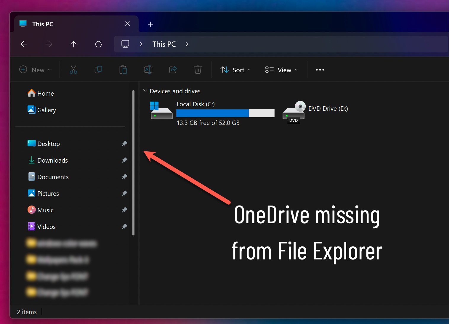 OneDrive Is Missing From File Explorer