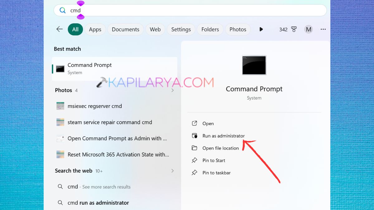 Open CMD Command Prompt as Admin