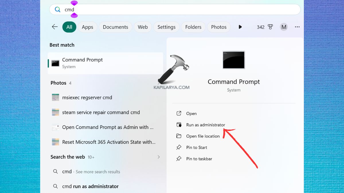 Open CMD Command Prompt as Admin