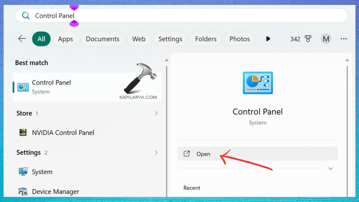 Open Control Panel in Windows 11