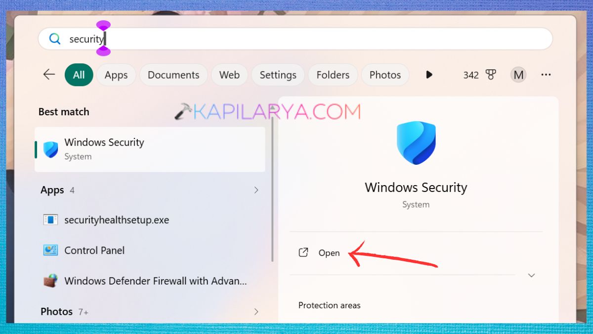 Open Windows Security