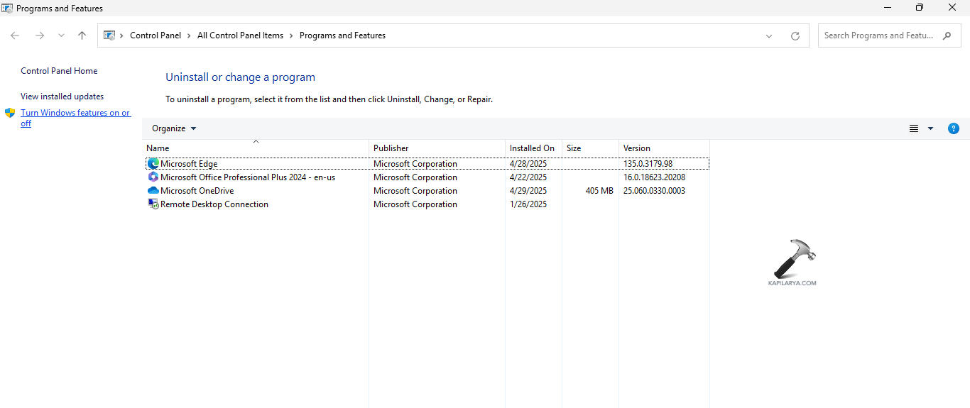 Turning Windows Features on or OFF to fix Error code 0xc0000142