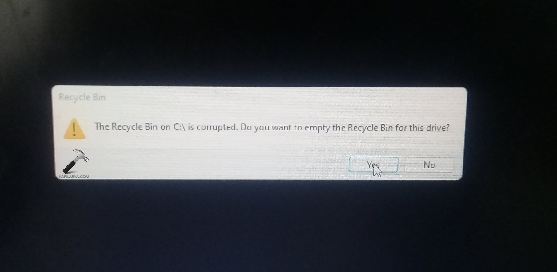 The Recycle Bin on C: is corrupted