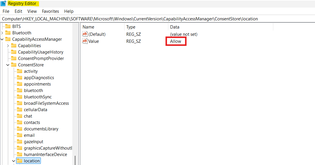 Registry Editor enabled: location has been turned off by an admin