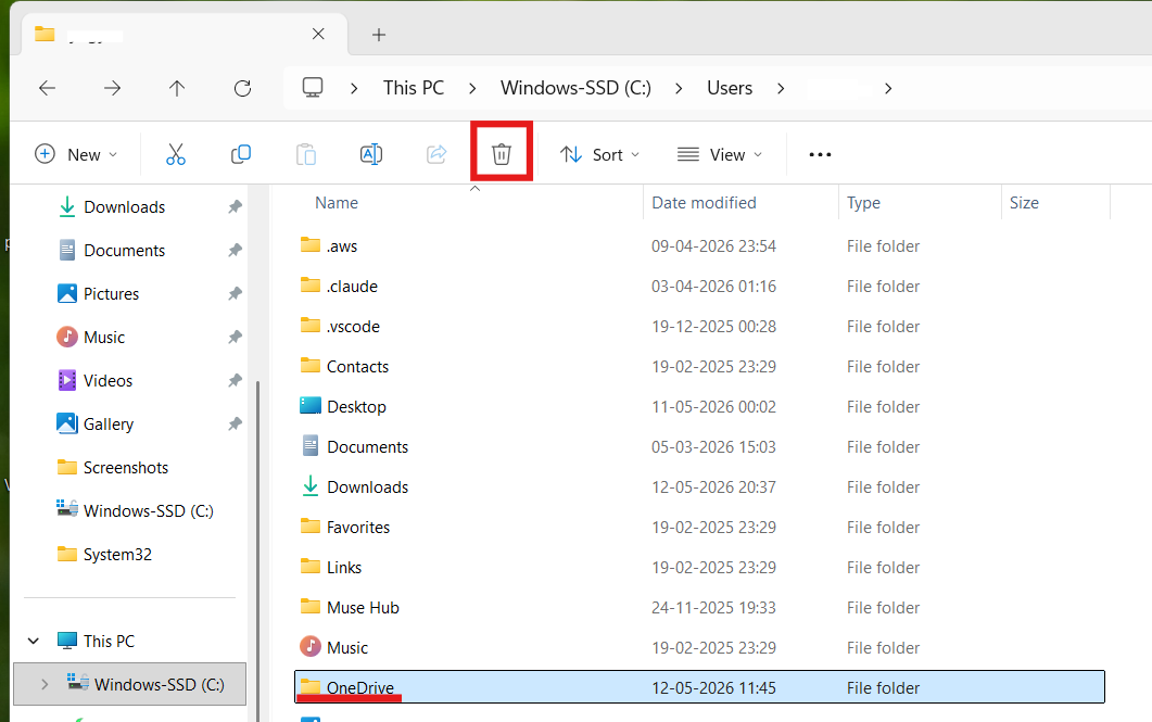 Remove OneDrive Leftover Folders