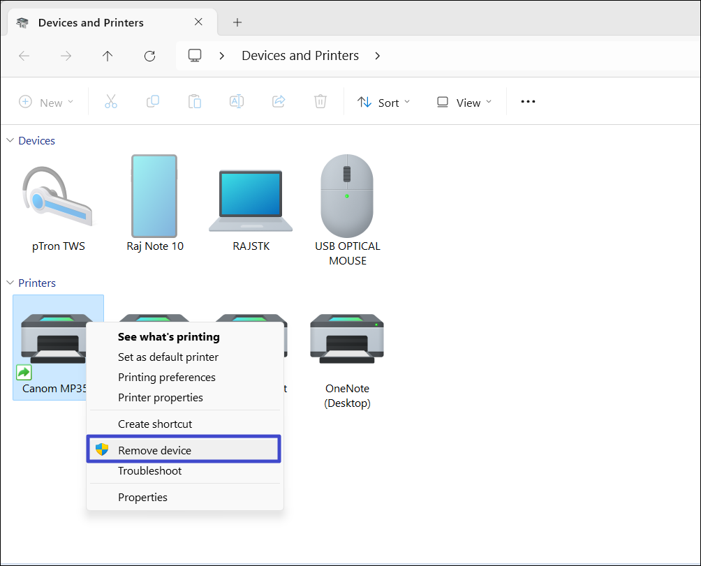 Delete/Uninstall a Printer in Windows 11/10