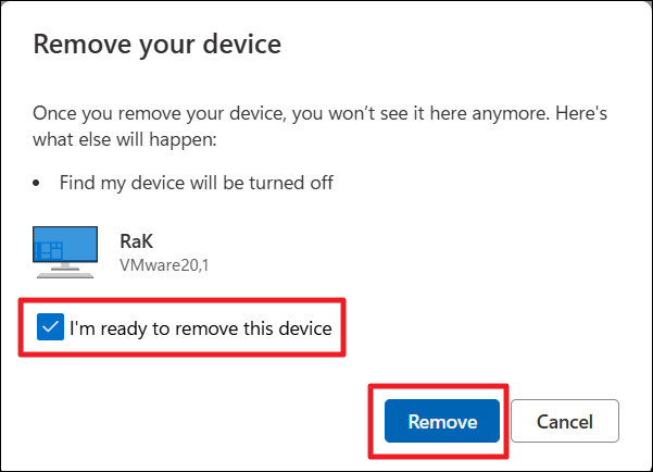 Confirm and Remove