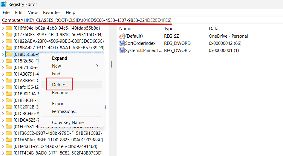 Remove from File Explorer