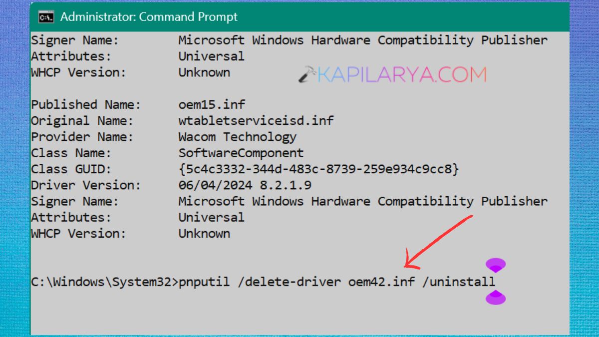 Remove the Incompatible Driver Using PnPUtil