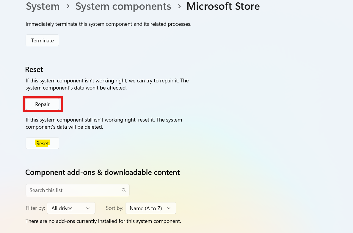Repair Store app: There Has Been an Error in Microsoft Store