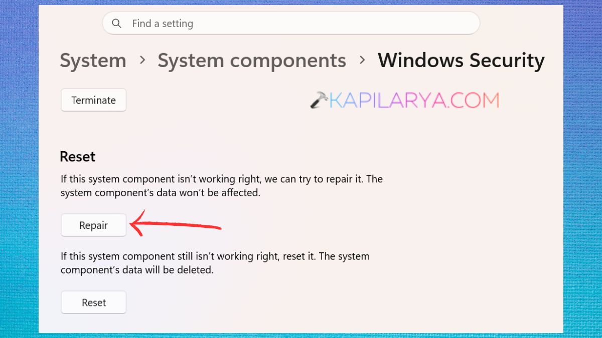 Repair Windows security Fix Endpoint Protection Service High CPU in Windows 11