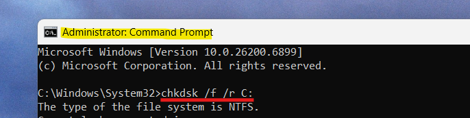 Repair disk error: A device which does not exist was specified