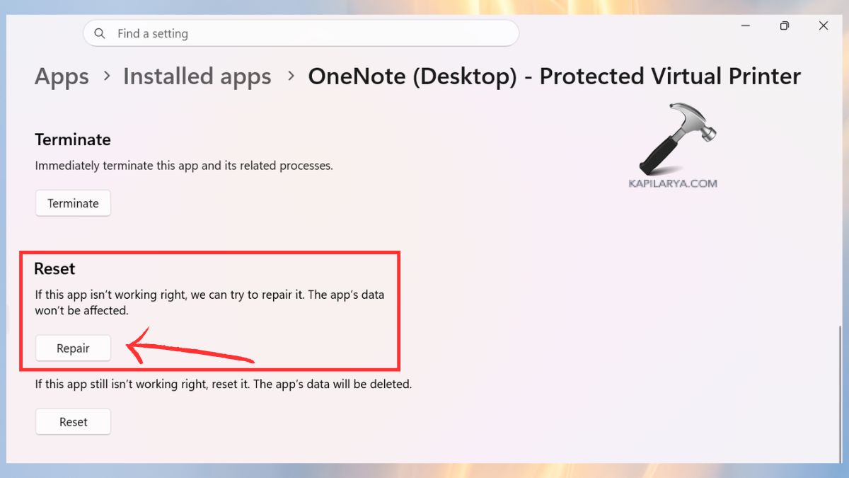 Repair onenote desktop