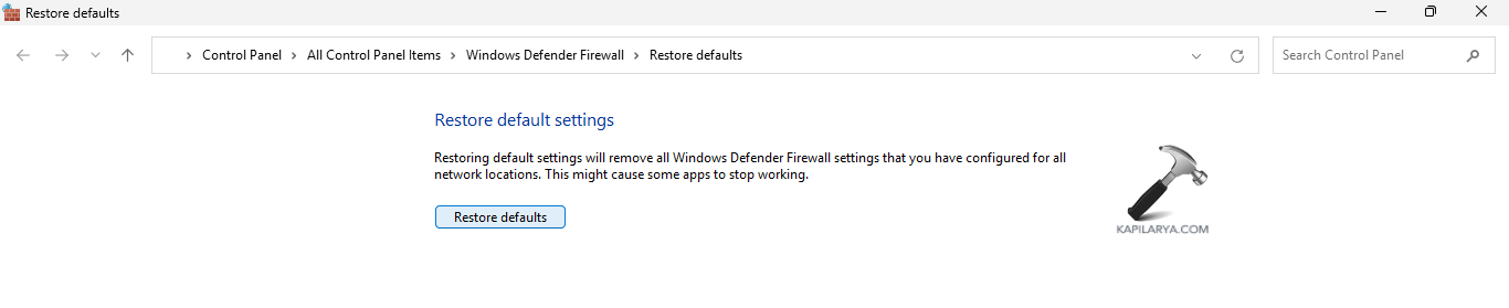 Restoring default