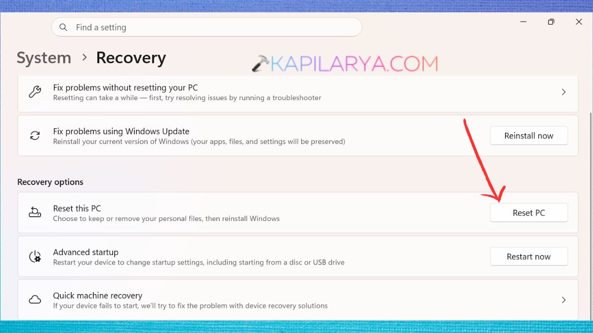 Reset PC Fix Windows Security Offline Scan not working