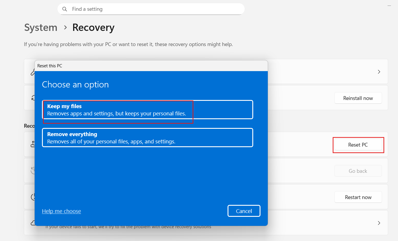 Reset PC