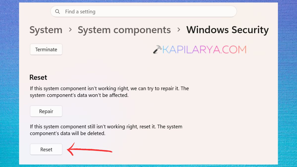 Reset Windows security Fix Endpoint Protection Service High CPU in Windows 11