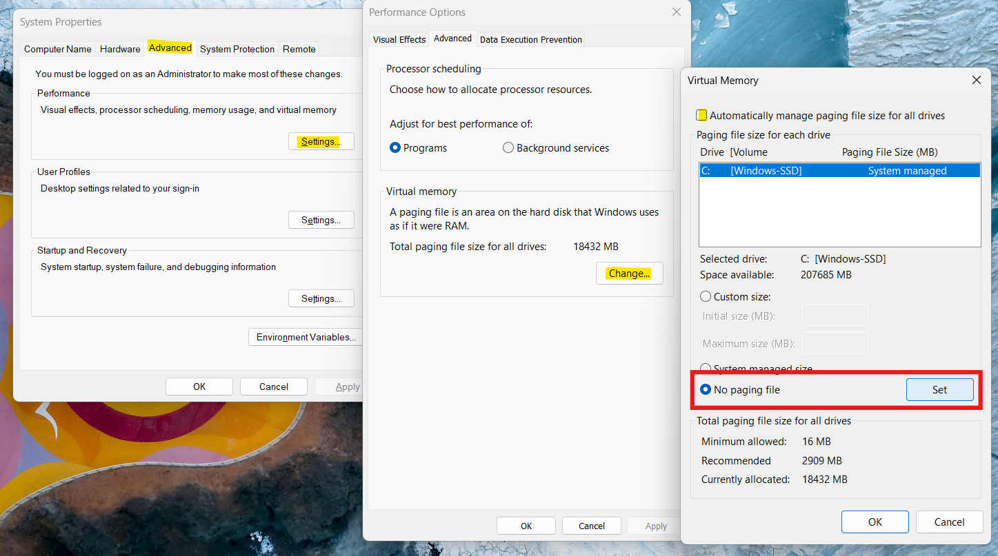 Reset the Paging File: Fix Windows Created a Temporary Paging