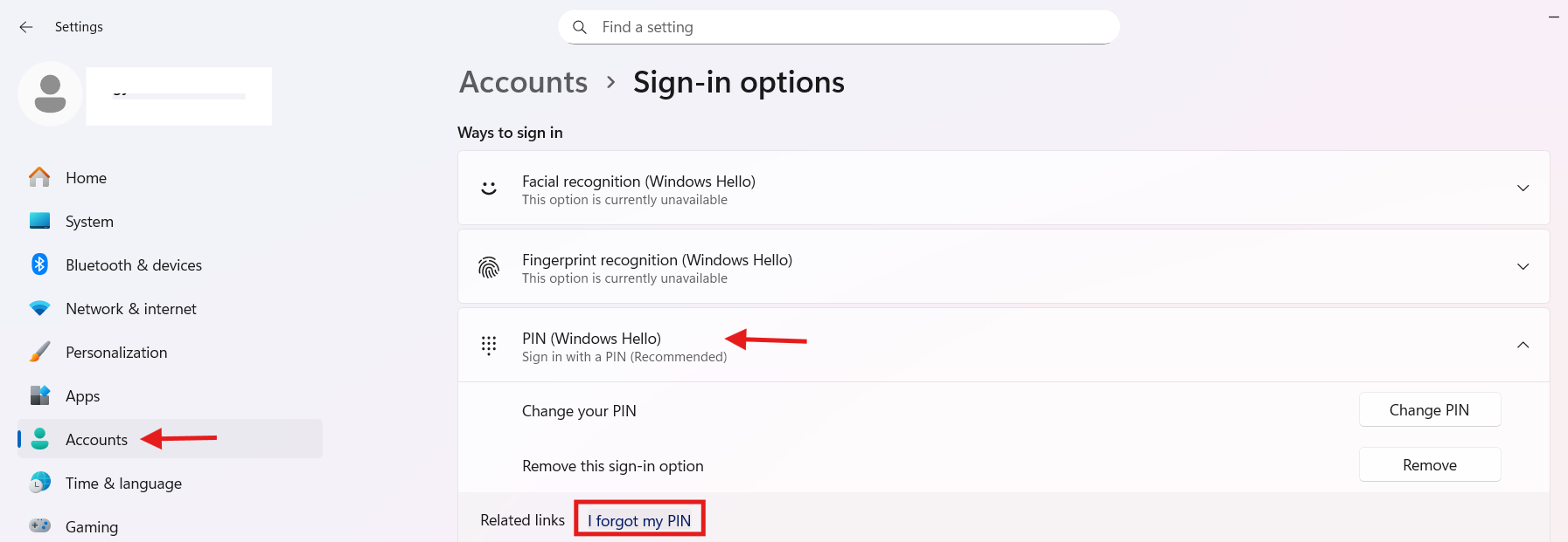 Reset your Pin: Can’t Set Up PIN in Windows 11