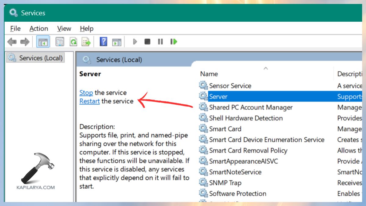 Restart Server Services