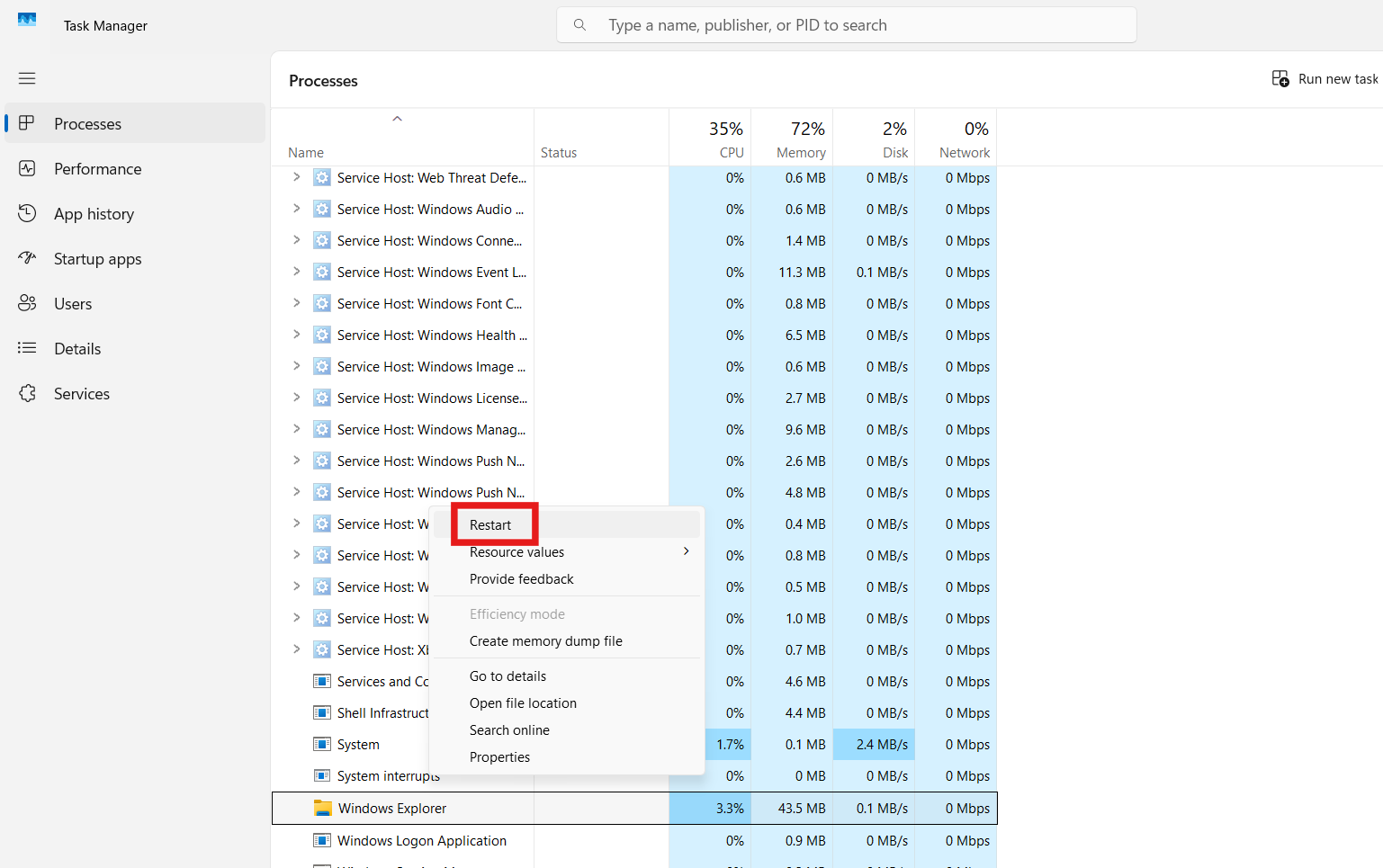 Restart Windows Explorer: Fix Windows Explorer Not Responding on Windows 11