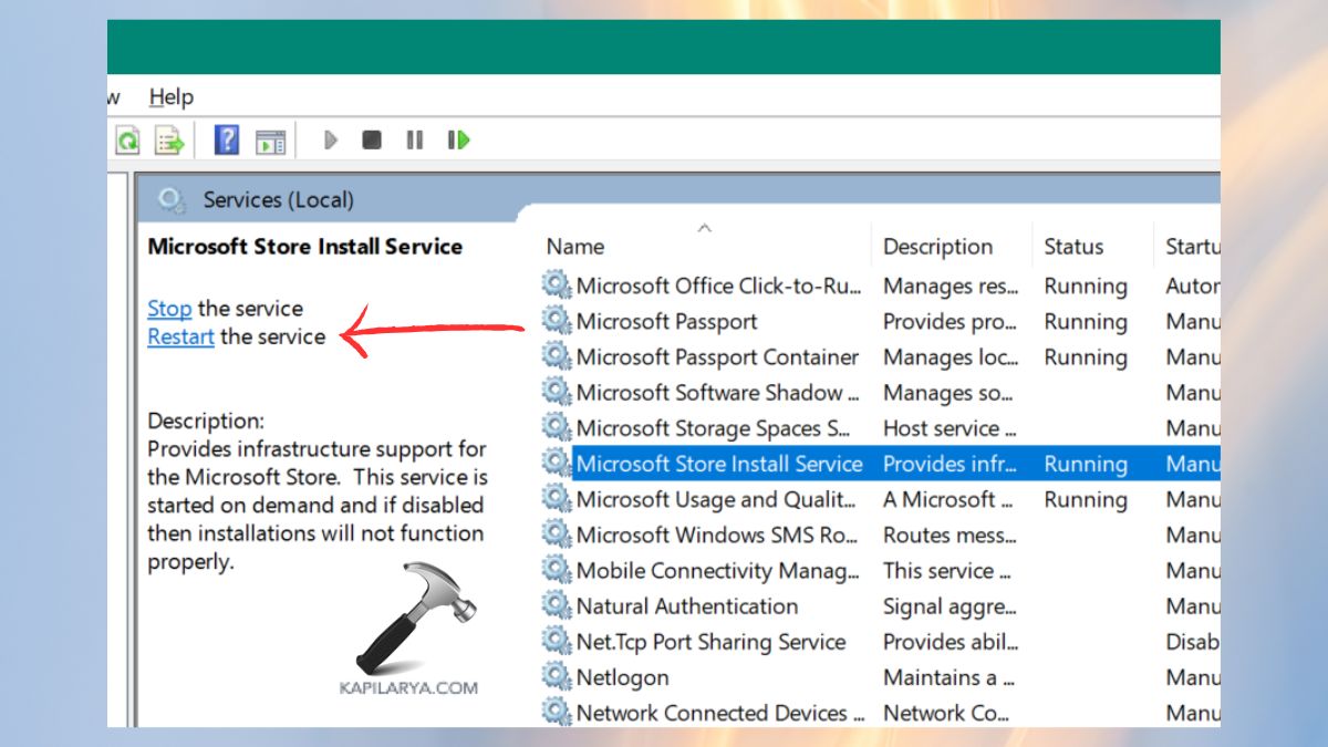 Restart the Microsoft Store Install Service to Fix Task Host window preventing shut down in Windows 11