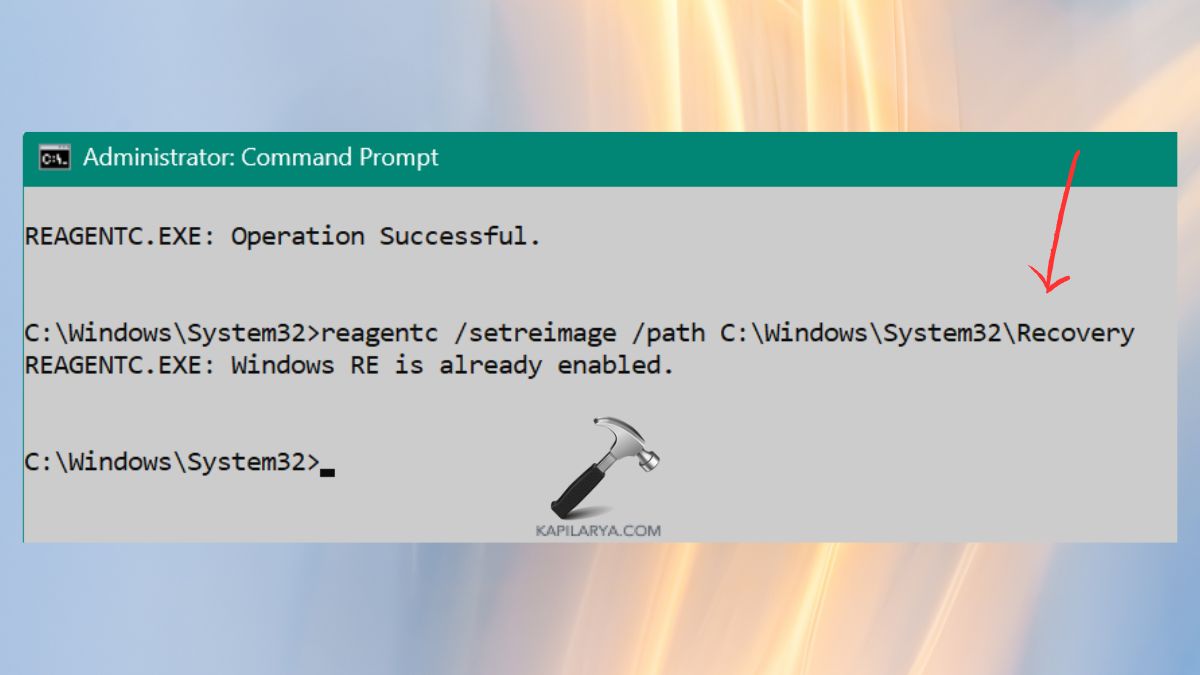 Restore or Copy Winre file Manually in cmd