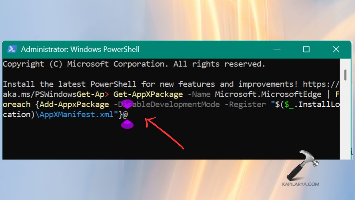 Run a PowerShell Command to Fix Edge