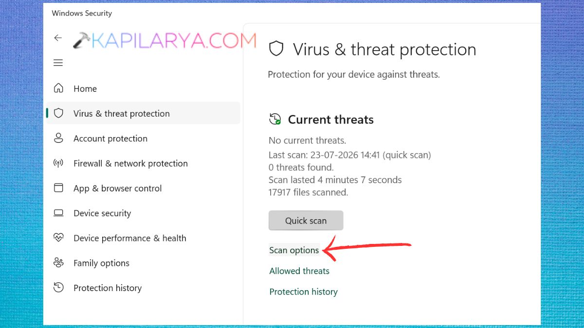 Scan options Virus & threat protection