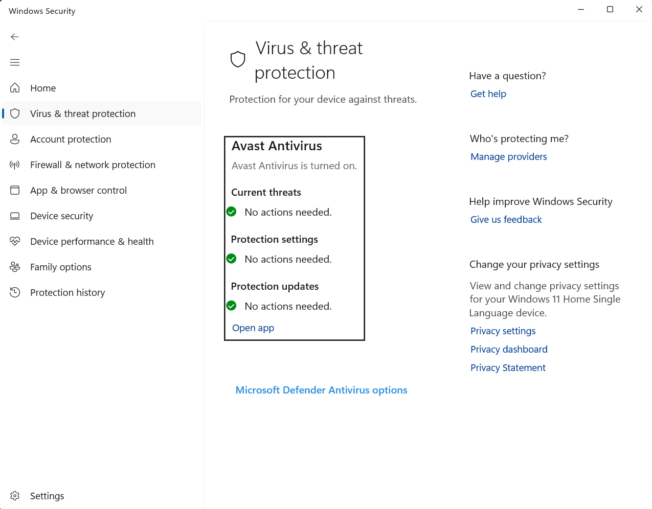 Virus & threat protection