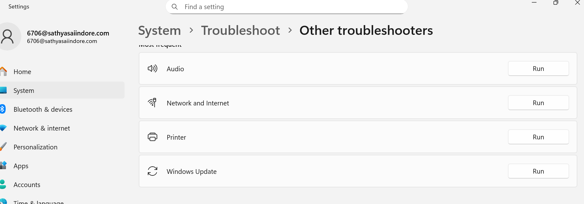 Using troubleshooter