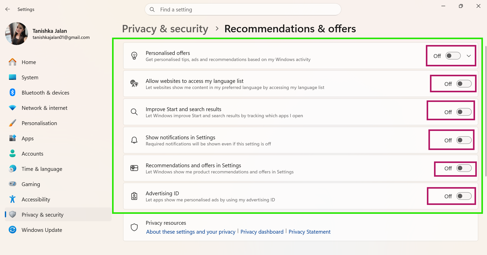 Recommendation and offers