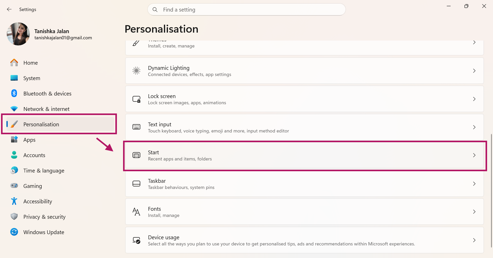 Personalisation
