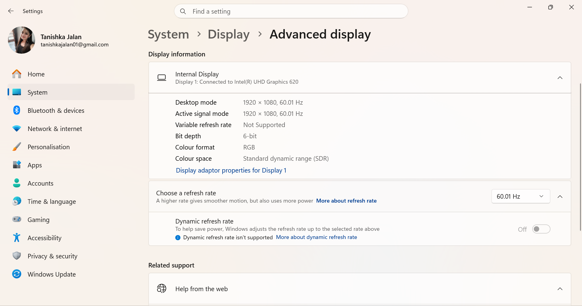 Windows 11 Advanced Display Settings 