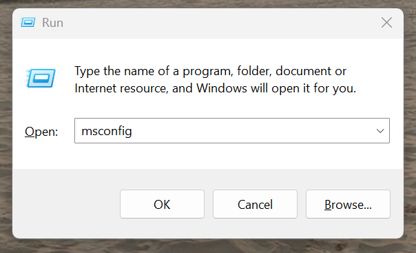 Windows + R and type msconfig, and then enter to Fix Error 0x8007003A