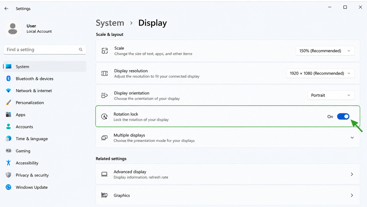 Check now that gery rotation lock is active