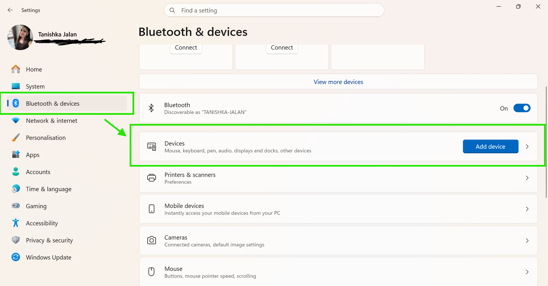 Bluetooth & Devices > Devices