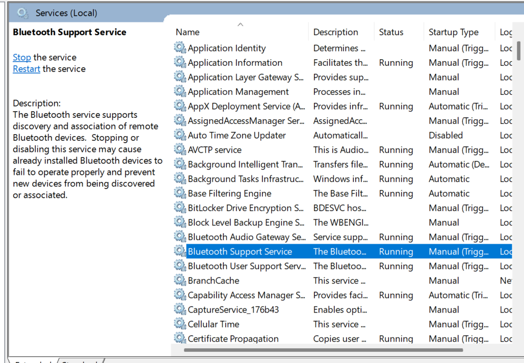 Bluetooth Support Service