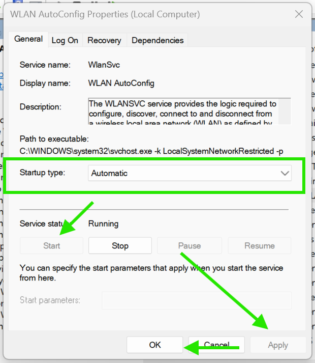 Restart WLAN AutoConfig Service connect to Wi-Fi in Windows 11
