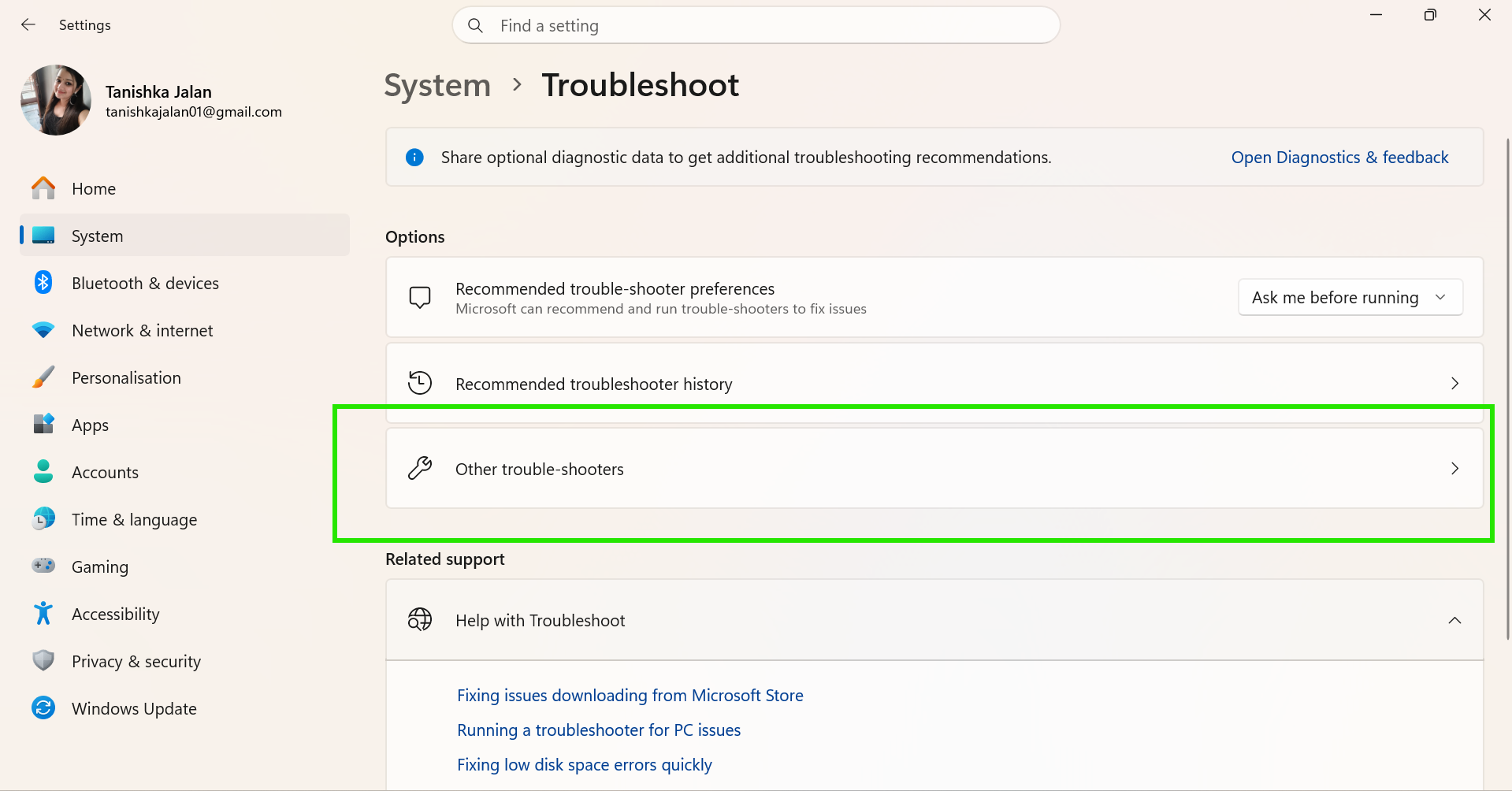 Run Windows Network Troubleshooter connect to Wi-Fi in Windows 11