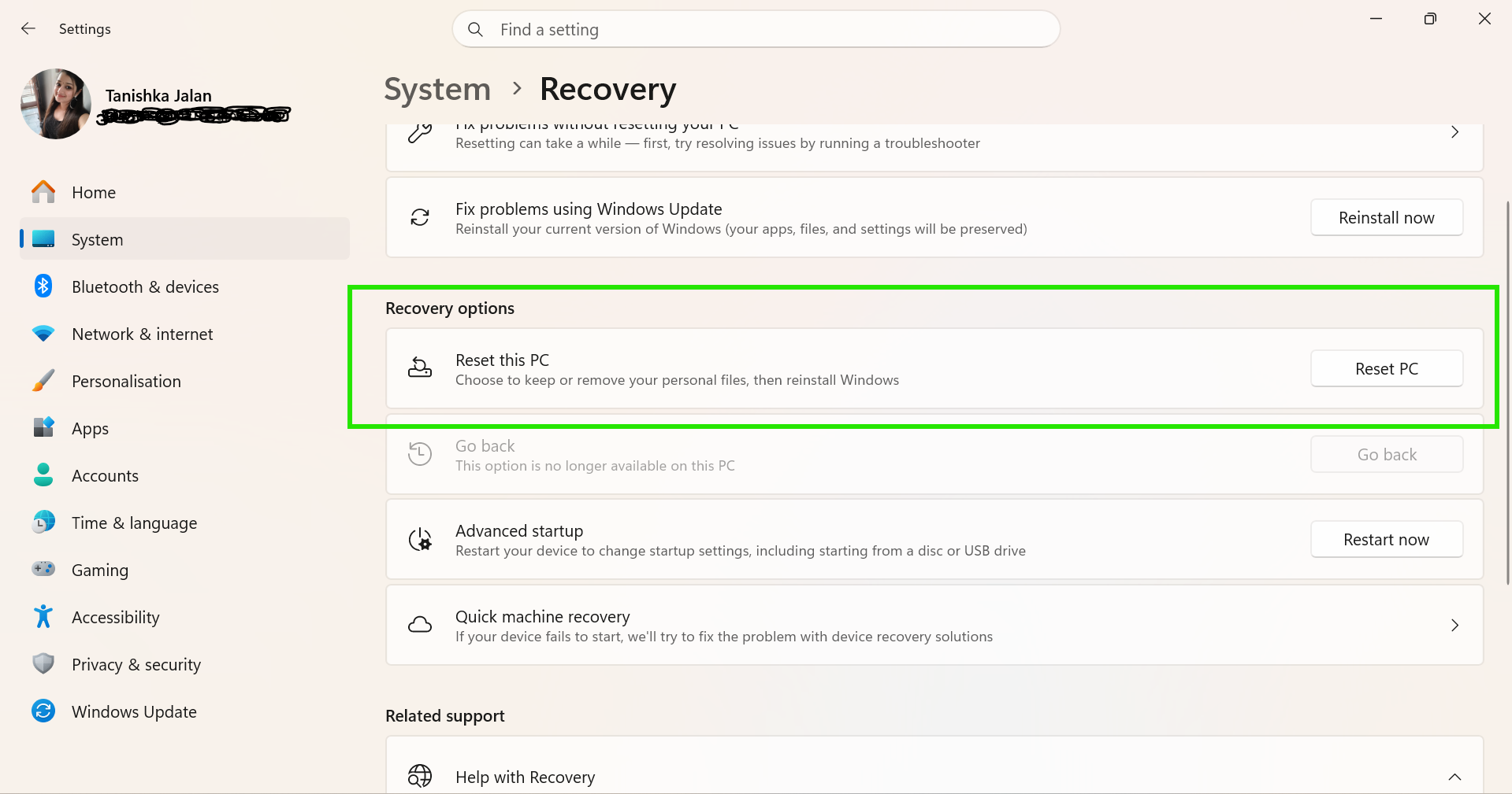 Use Cloud Reset 