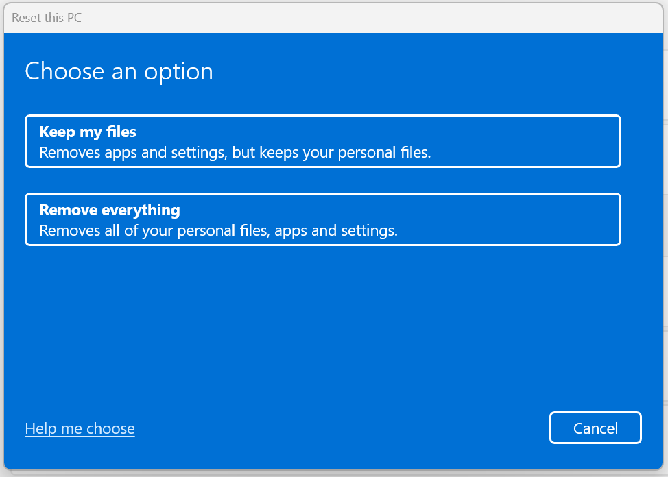 Use Cloud Reset 